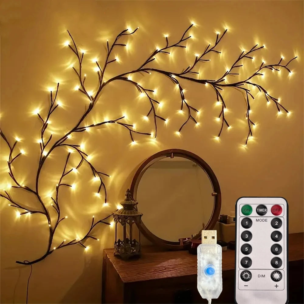 USB Willow Vine Branch Lights – Warm White, 72–144 LEDs