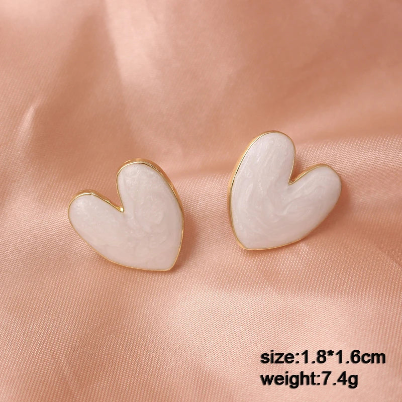 Pure White Women's Dangle Earrings Blooming Flower Acrylic Enamel Butterfly Imitation Pearl Heart Hanging Earrings Elegant Brinc