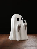 Middle Finger Ghost Halloween Statue - 7.5cm Resin Novelty Desk Decoration, White or Black