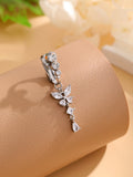 Long Dangled Flower Crystals Belly Button Rings Sexy Curved Navel Piercing for Women Girls 5 Zircons Belly body Jewelry 1 Piece