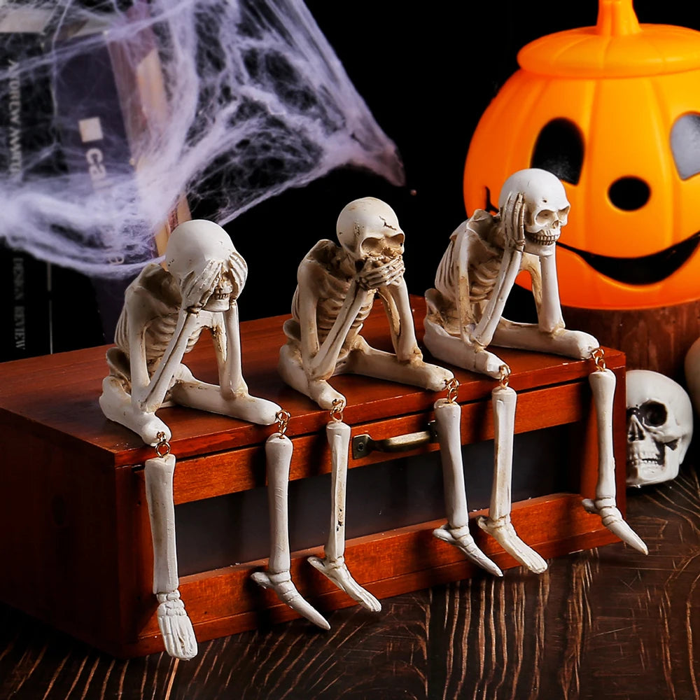 No Evil Skeleton Figurine – Halloween Decor