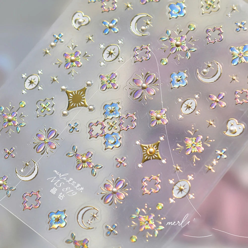 5D Luxury Nail Art Stickers – Gold Gemstone & Courtly Pattern Manicure Decals