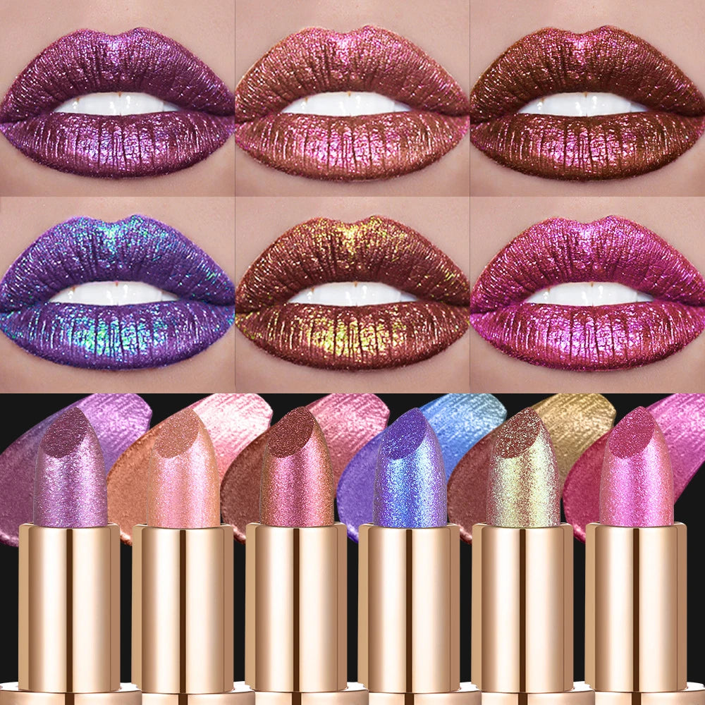 Metallic Shimmer Lipstick – 7 Chameleon & Pearl Shades