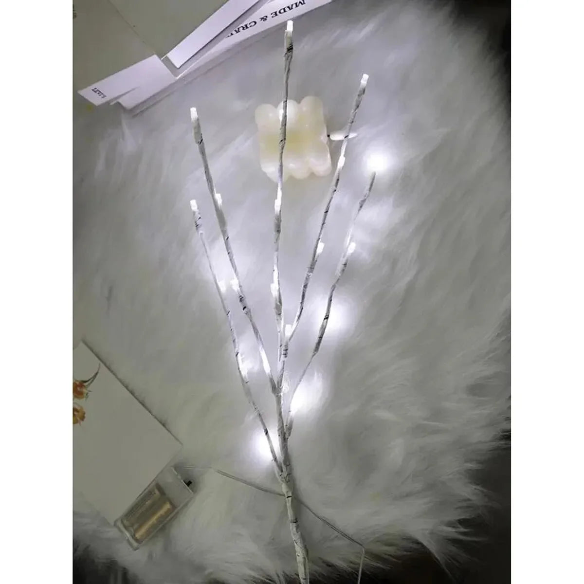 White Birch-Style LED Branch Light – 20 LEDs, Single Branch