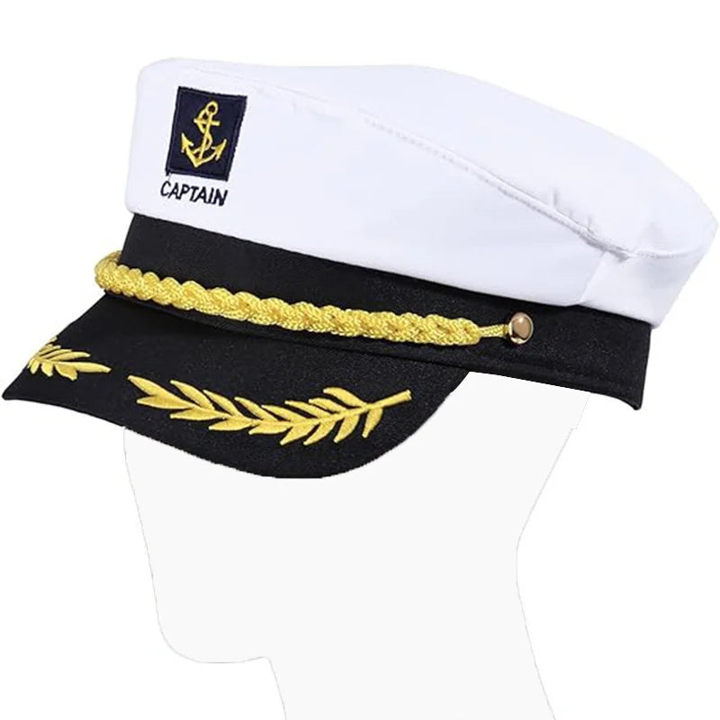 Captain's Yacht Hat – Adjustable, Gold Rope Trim, 3 Colors