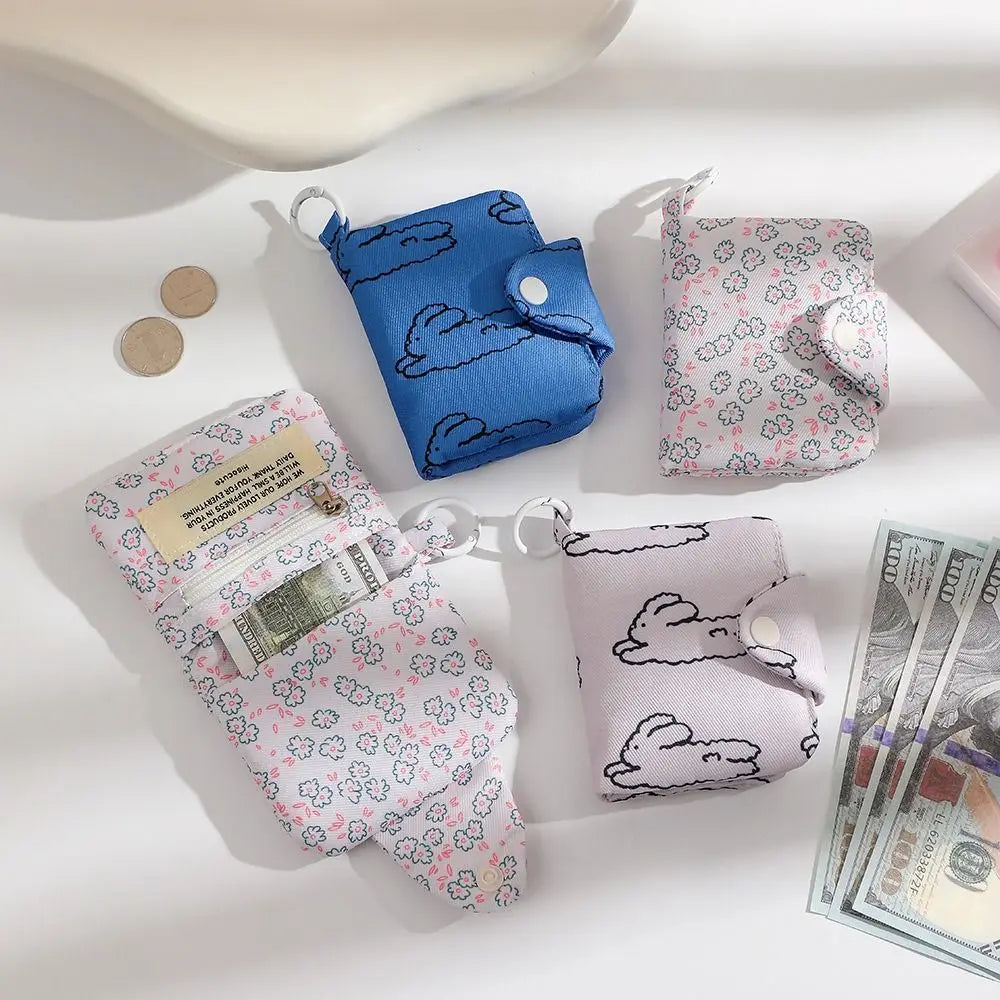 Mini Floral Coin Purse – Snap Card Holder with Key Ring, 4 Prints