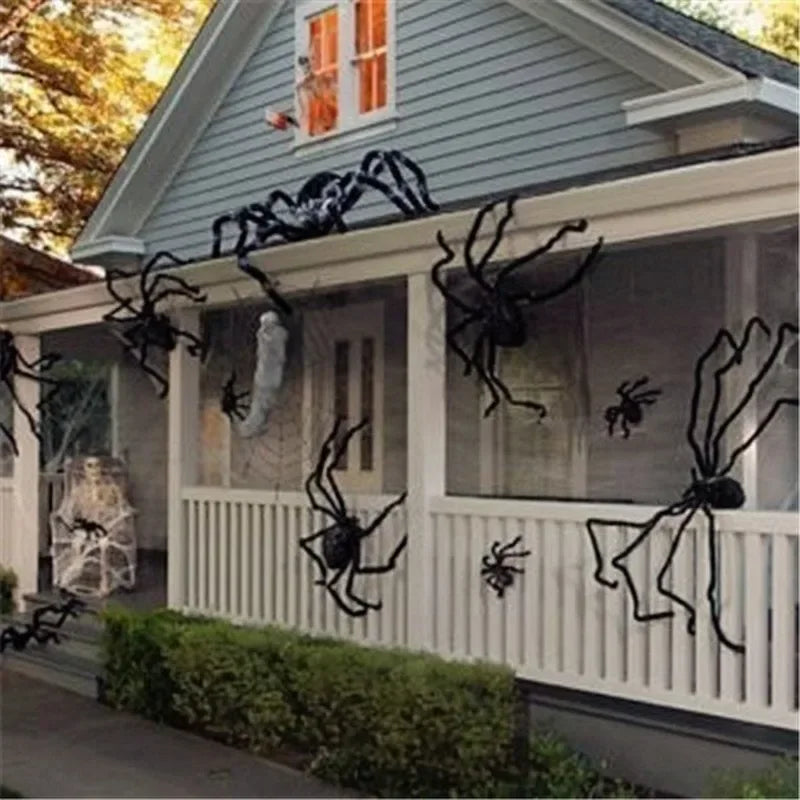 Black Plush Spider with Bendable Legs – Halloween Decoration