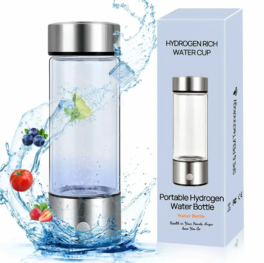 Rechargeable Glass Hydrogen Water Bottle – 14.2 fl oz (420 mL)