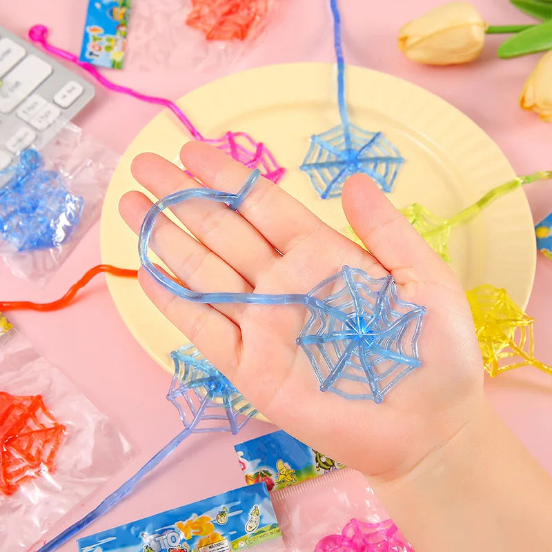 Stretchy Sticky Spider Web Toys – 10-Piece Random Color Pack