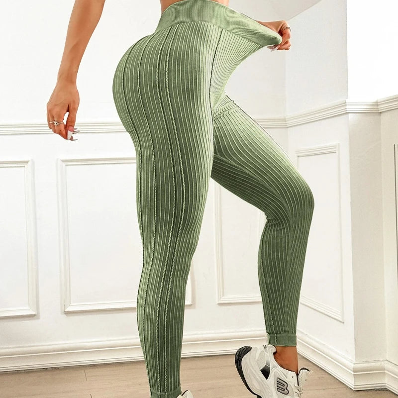 Women’s High-Waisted Ribbed Leggings – V-Waist