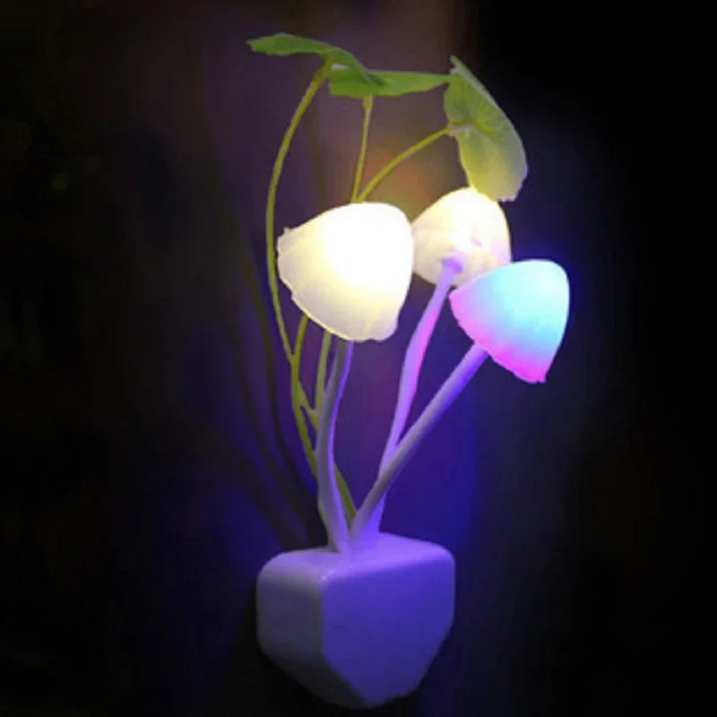 Mushroom LED Night Light – Plug-In Light Sensor Lamp, Colorful Glow, EU & US Plug