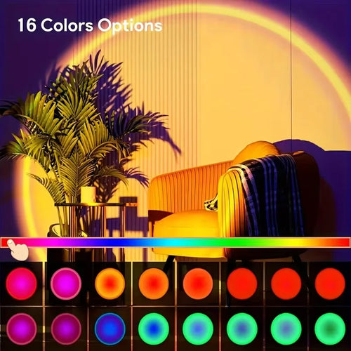 16-Color Sunset Projection Lamp with Remote – USB Powered