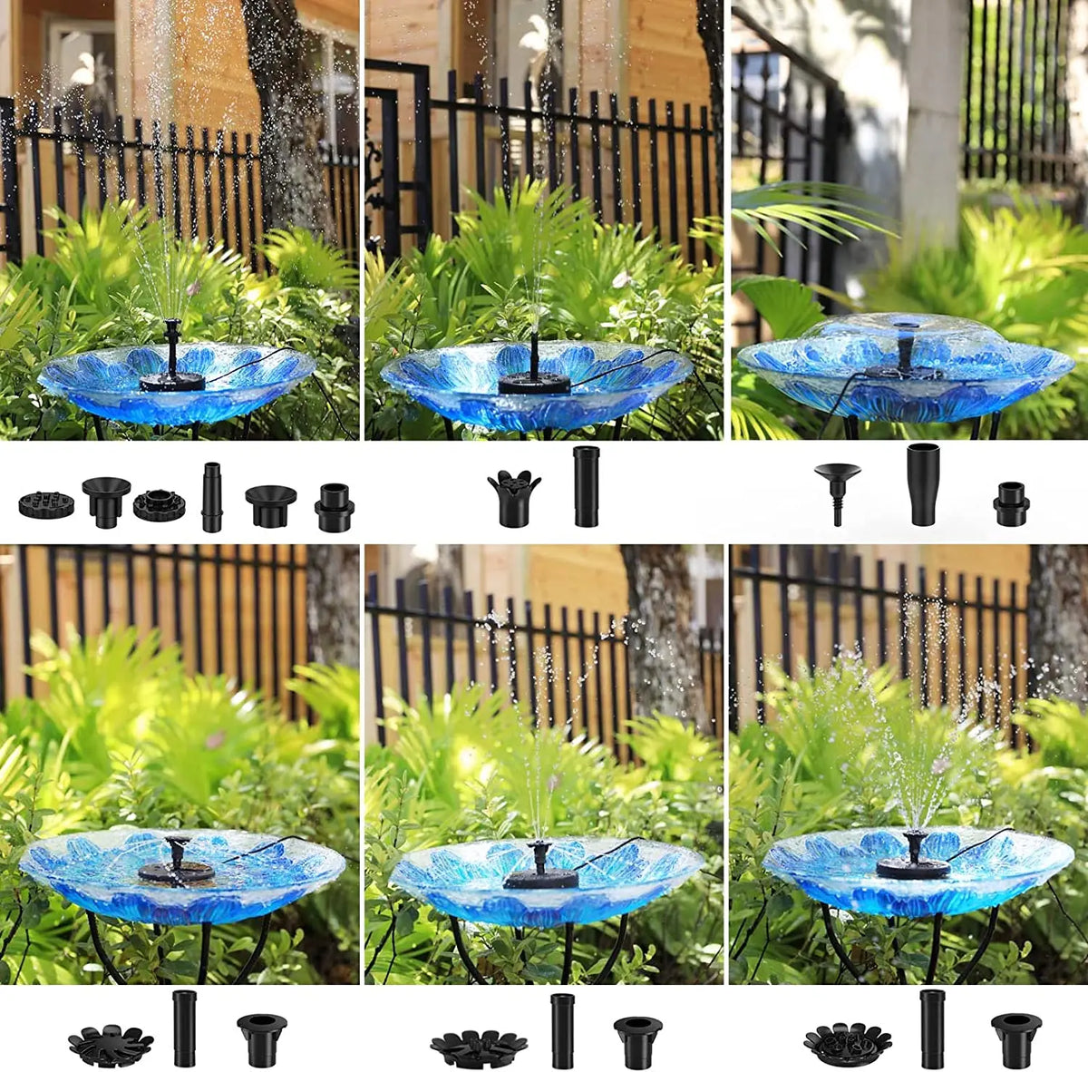 Solar Floating Fountain Pump for Bird Baths, Ponds & Gardens – 6 Nozzles