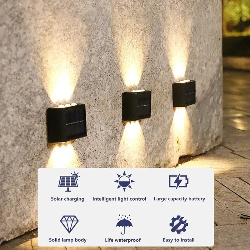 LED Solar Light Outdoor Waterproof Solar Wall Lamp Up and Down Luminous Lighting for Garden Fence Decor Solar Powered Wall Lamp