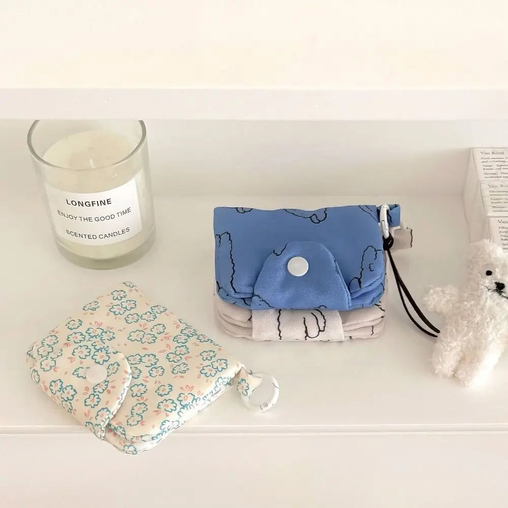 Mini Floral Coin Purse – Snap Card Holder with Key Ring, 4 Prints