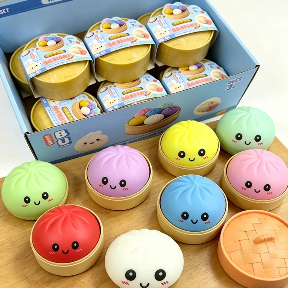 Dumpling Pressure Dumpling Squishies Cute Colorful Bun Toy Slow Rising Stress Relief Fidget Toy for Kids Adults Anti-Anxiety Toy