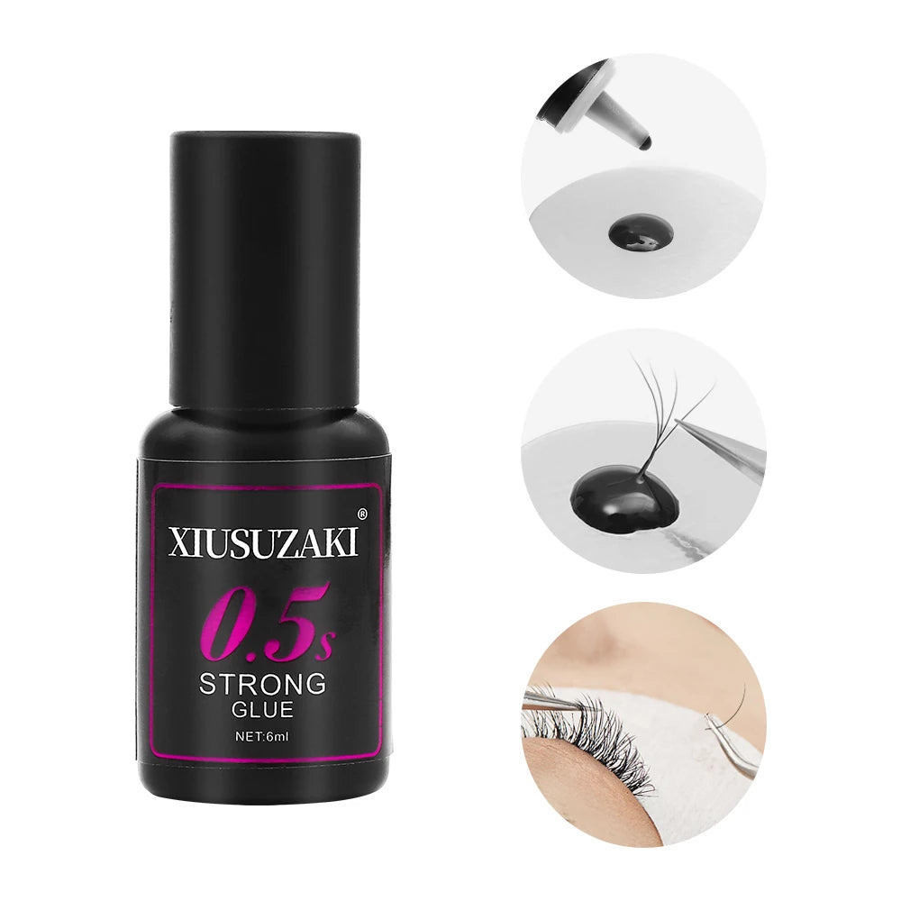 XIUSUZAKI Lash Extension Adhesive – Black, Clear & UV Options, 6 mL
