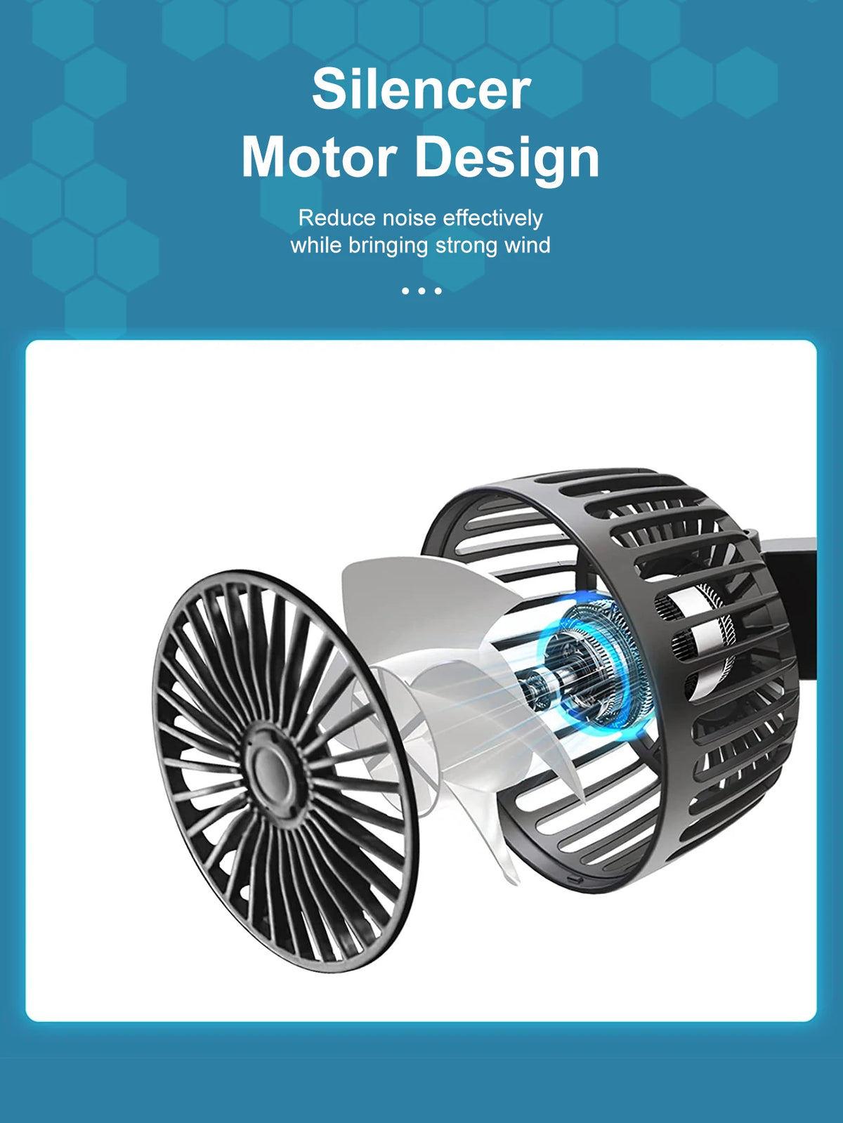 Dual-Head Car Backseat Fan with 3 Speeds