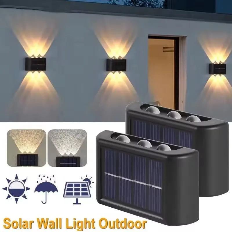 LED Solar Light Outdoor Waterproof Solar Wall Lamp Up and Down Luminous Lighting for Garden Fence Decor Solar Powered Wall Lamp