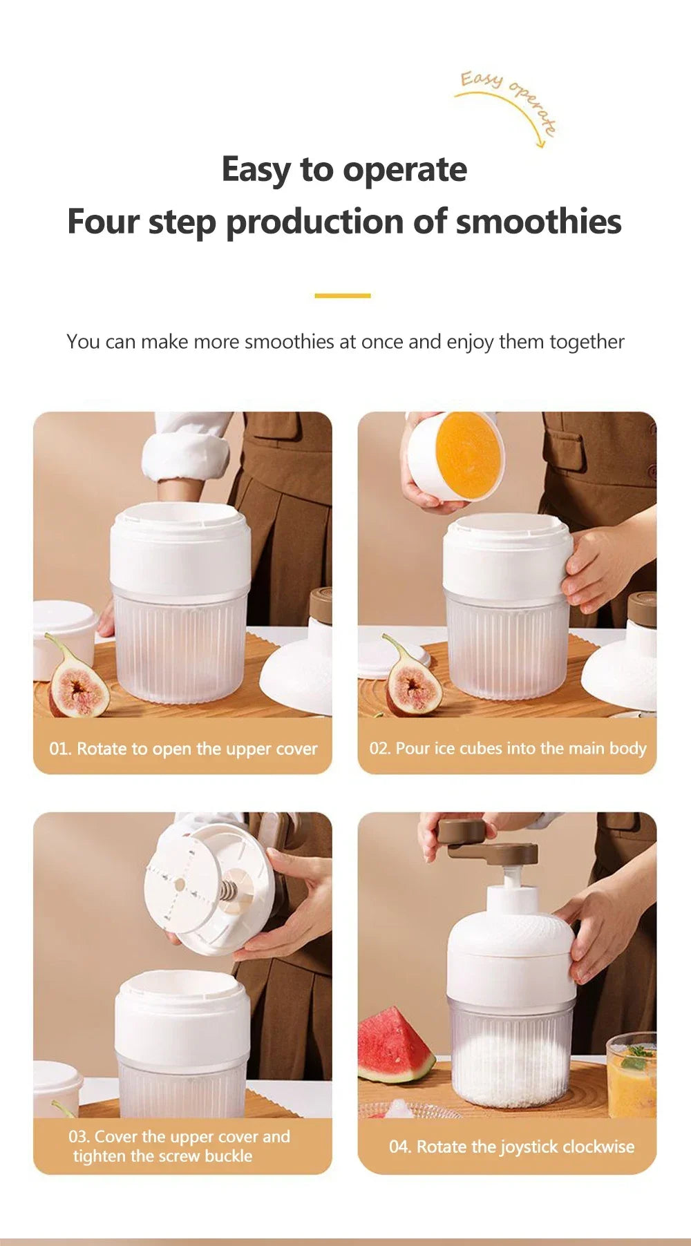 Manual Hand-Crank Ice Crusher – Portable Shaved Ice & Smoothie Maker, Non-Slip Base, Easy to Clean