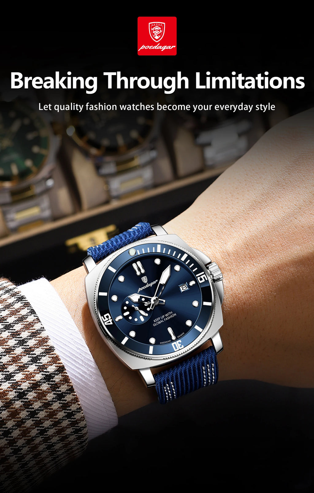 POEDAGAR 873-NL Men’s Quartz Watch with Nylon Strap