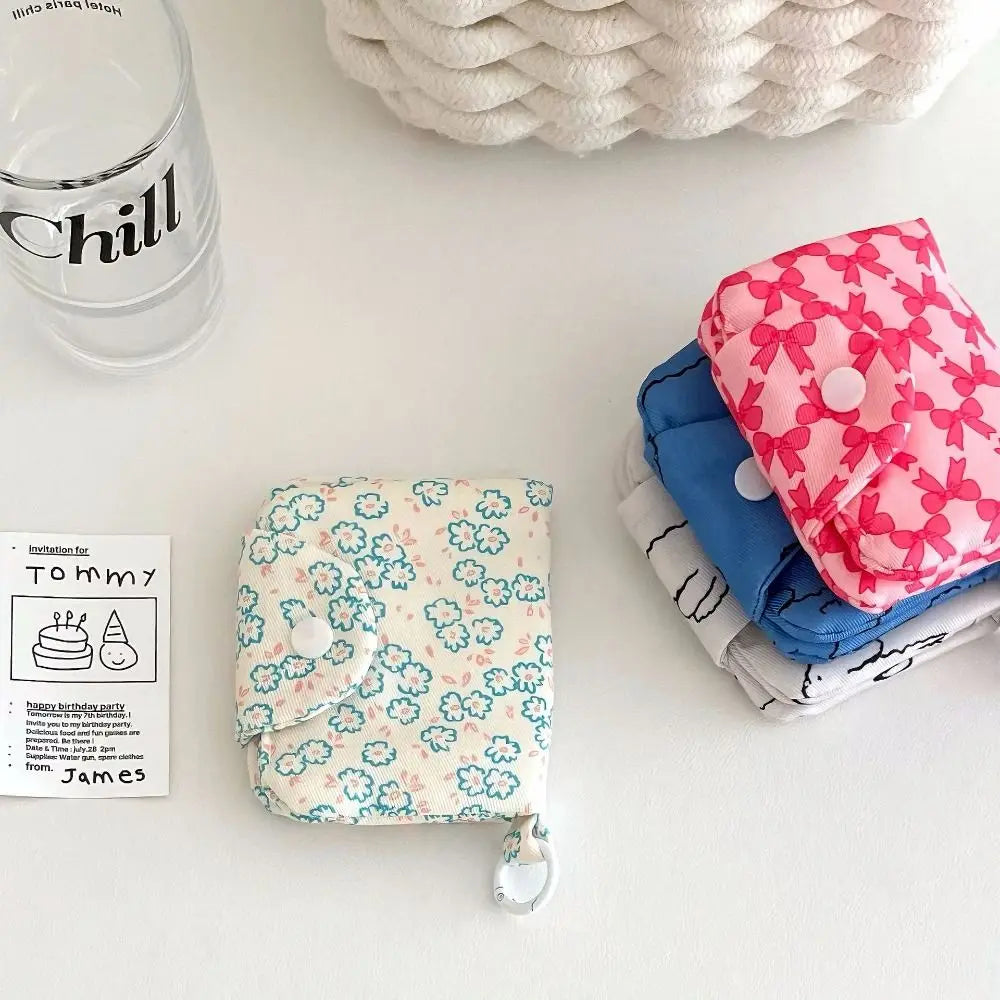 Mini Floral Coin Purse – Snap Card Holder with Key Ring, 4 Prints