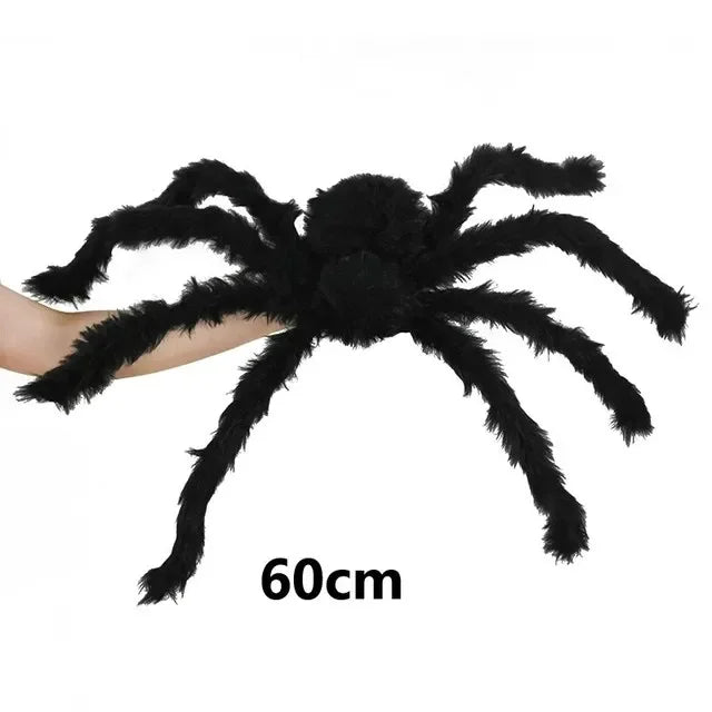 Black Plush Spider with Bendable Legs – Halloween Decoration