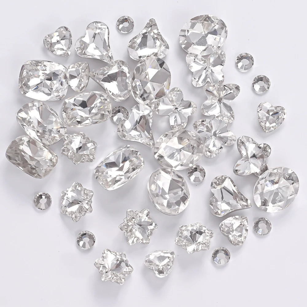Mixed-Shape Nail Art Rhinestones – 12-Compartment Box