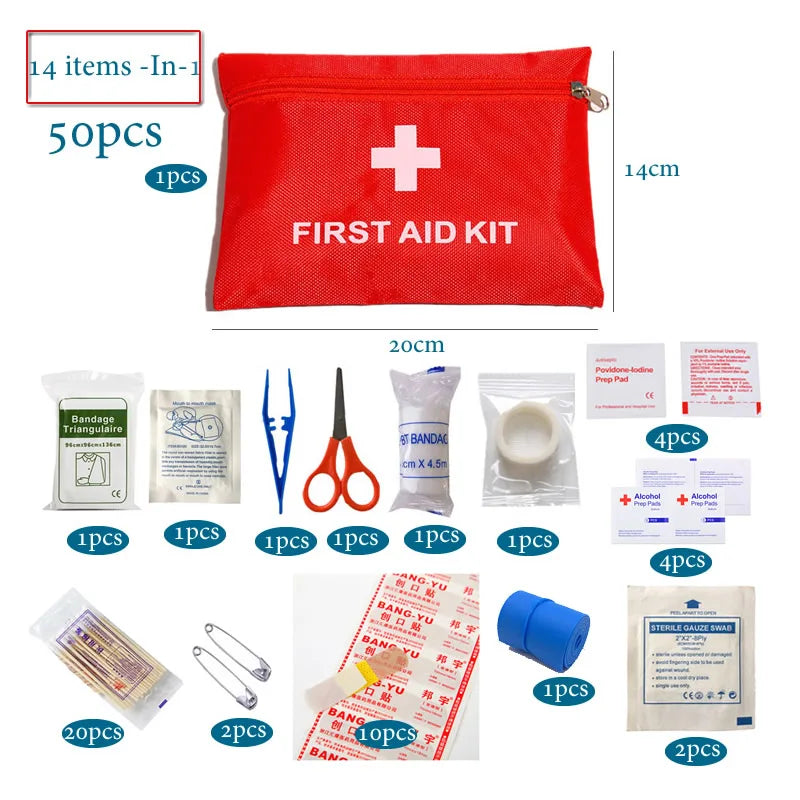 Portable First Aid Kit – Red or Blue, Multiple Kit Options