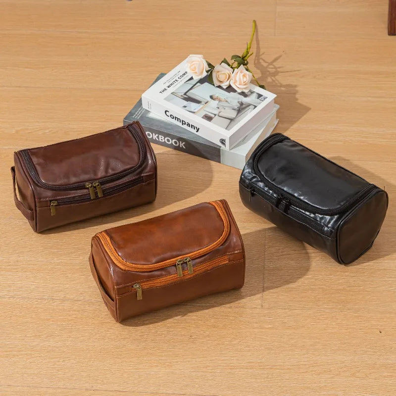 Faux Leather Travel Toiletry Bag