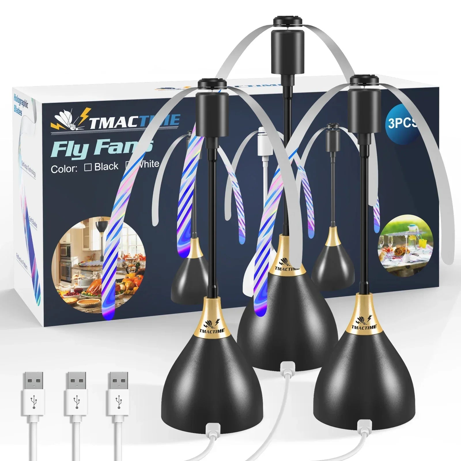 2/3pcs Fly Fans For Tables Effective Fly Repellent Fan Keeps Flies Away With Soft Blades USB  Picnic BBQ Party  Fly  Fans