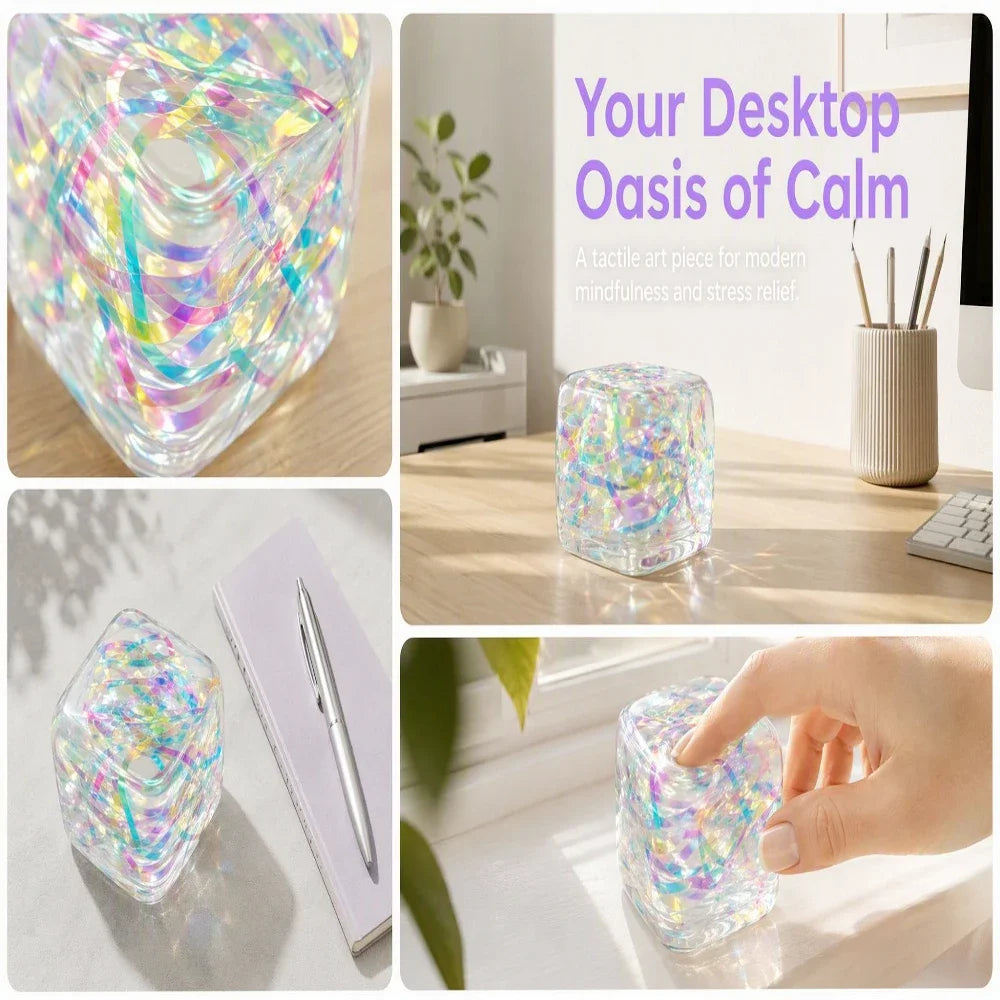 Holographic Ribbon Squeeze Fidget Cube