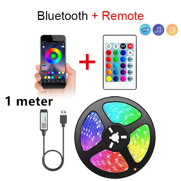Bluetooth LED Strip Lights with App & Remote Control