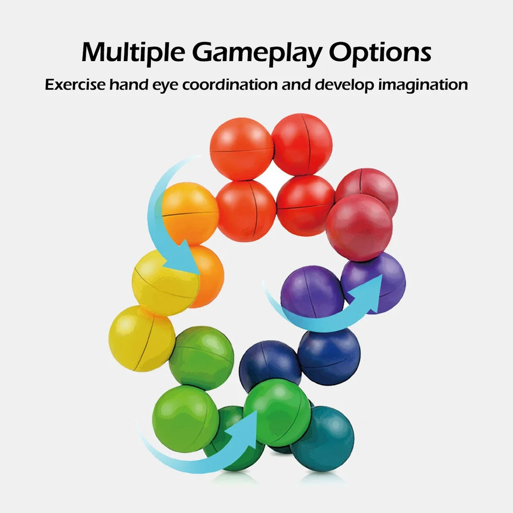 Rainbow Rotating Bead Fidget – Shape-Changing Design