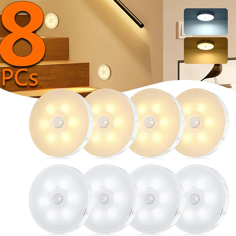 Motion Sensor Lights Indoor Stair Light USB Charging Cupboard Lamp Warm/Cool White,Nightlight for Closet,Hallway,Kitchen,Cabinet