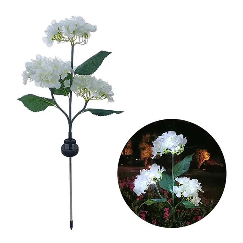 Solcellsdriven Hortensia Blomsterbelysning för Uteplatsdekoration, LED-simulering Blomsterbelysning, Solladdad Gräslampa för Trädgårdsdekor