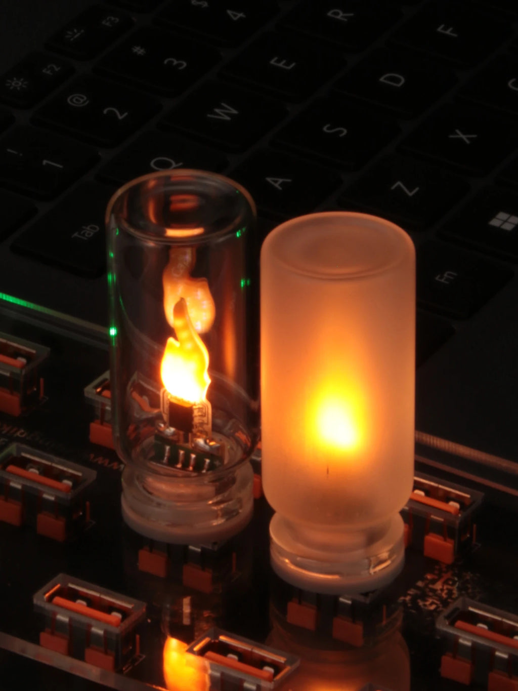 USB Flickering Flame LED Night Light – Clear or Frosted Glass