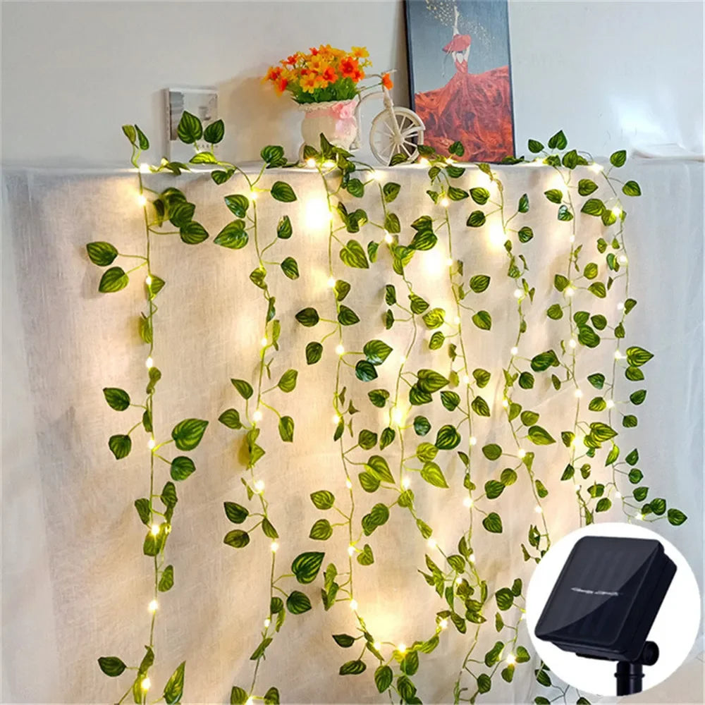2/5/10M Solar Sunflower Light String Outdoor Fairy Lamp 8 Mode Artificial Plant Leaf for Wedding Camping Garden Fence Decoration