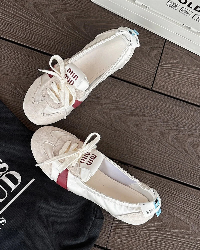 2025 New Women's Casual Sneakers Summer Cozy Shallow Ballet Flats Shoes 2025 New Women Lace Up Sport Shoes Zapatos De Mujer