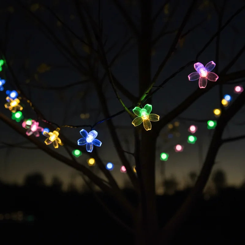 20/50/100Leds Solar String Lights Cherry Flower Fairy Lamp Waterproof Outdoor Garden Party Tree Decoration