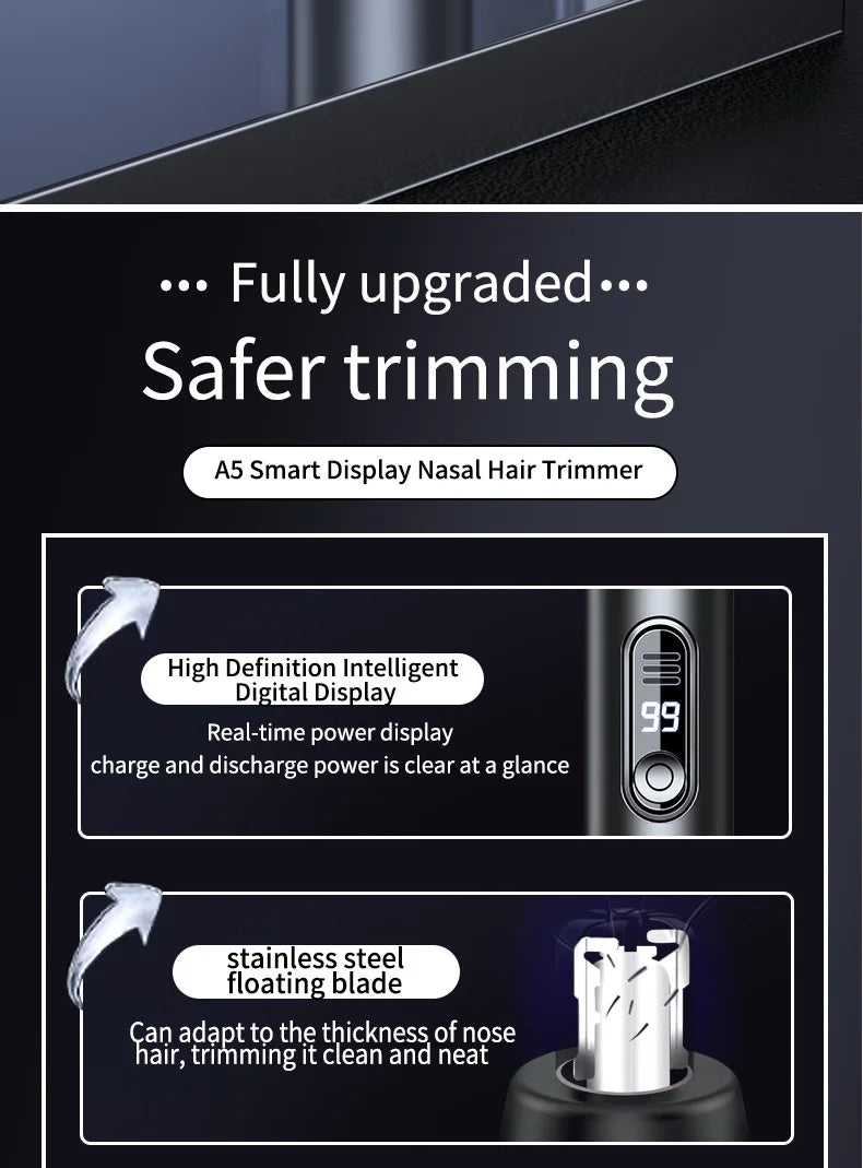 USB-C Rechargeable Nose Hair Trimmer – Black