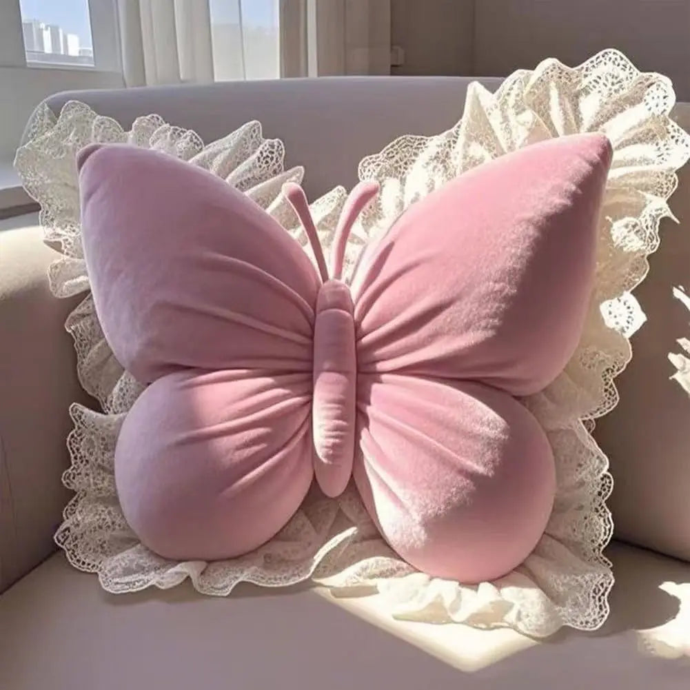 Butterfly Bow Princess Office Pillow Polyester Cotton Filled Cute Sofa Cushion for Bedroom Living Room Car Home Garden Decor