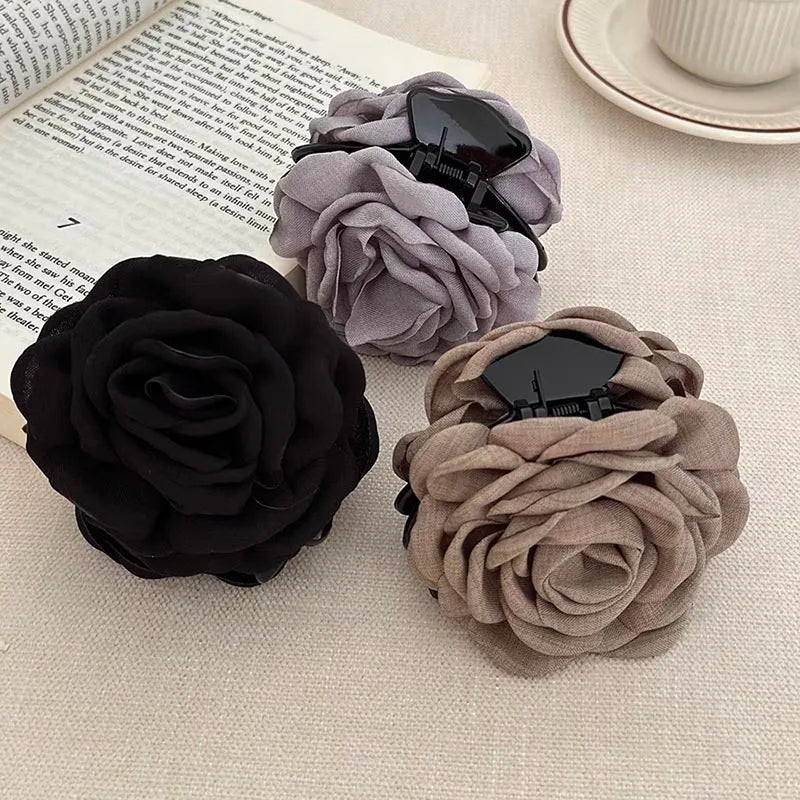 Französische Stoffrosenblüten-Haarspangen für Frauen und Mädchen, Haarspangen, Haarclips, Haaraccessoires, Geschenk