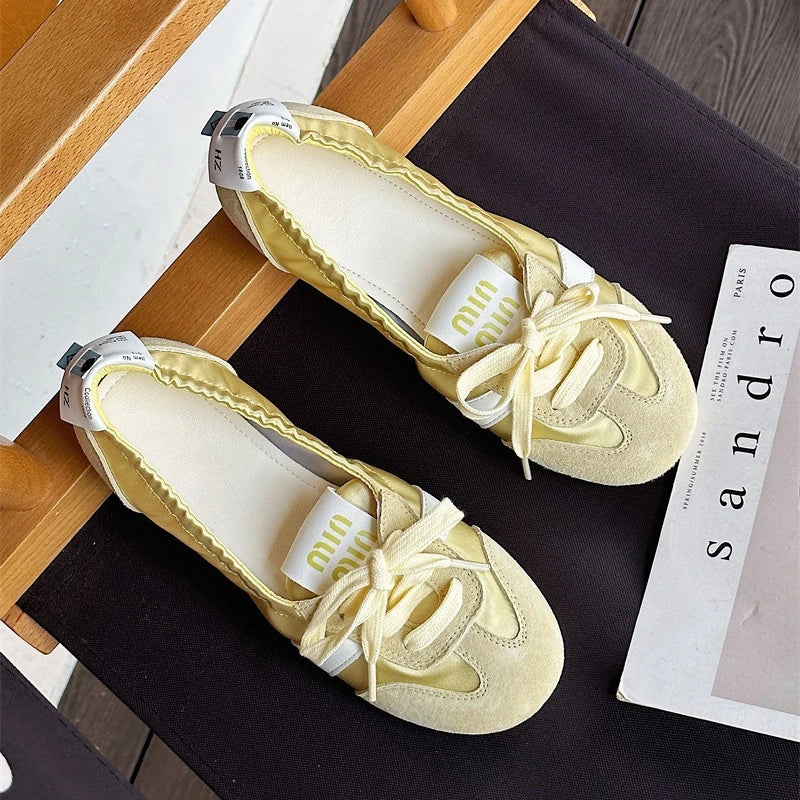 2025 New Women's Casual Sneakers Summer Cozy Shallow Ballet Flats Shoes 2025 New Women Lace Up Sport Shoes Zapatos De Mujer