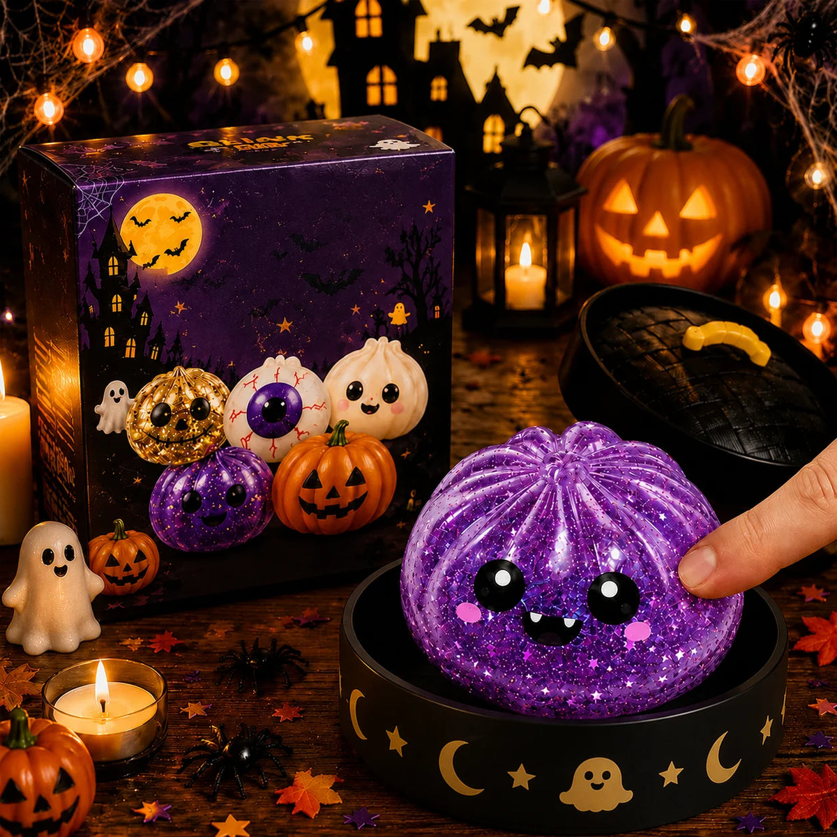 5.5cm/8.5cm Halloween ghost pinch music creative new squeeze decompression toy pinch decompression gift box set