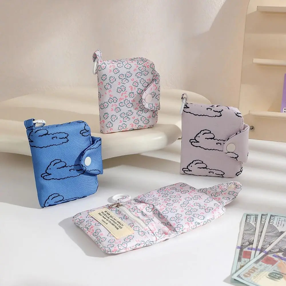 Mini Floral Coin Purse – Snap Card Holder with Key Ring, 4 Prints