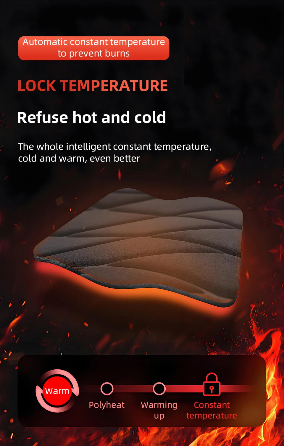 12V Heated Car Seat Cushion – Quilted, 2 Heat Settings