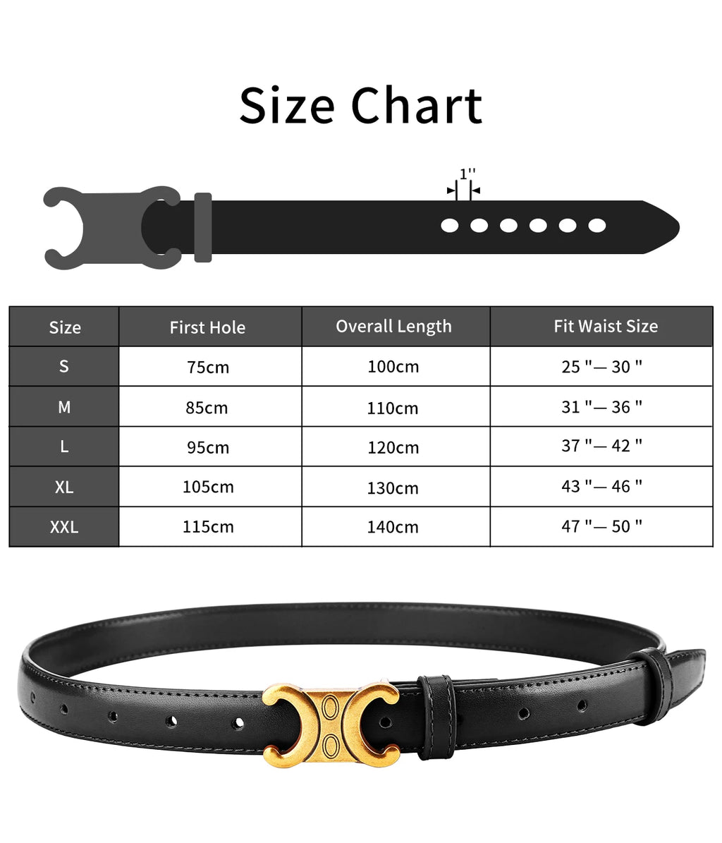 Women’s Belt with Gold-Tone Geometric Buckle