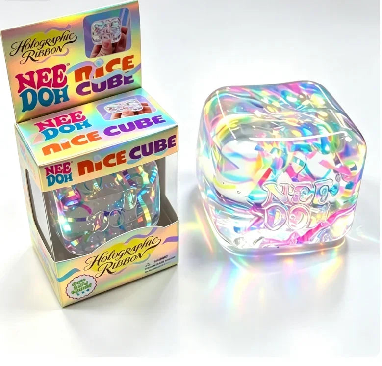 Holographic Ribbon Squeeze Fidget Cube