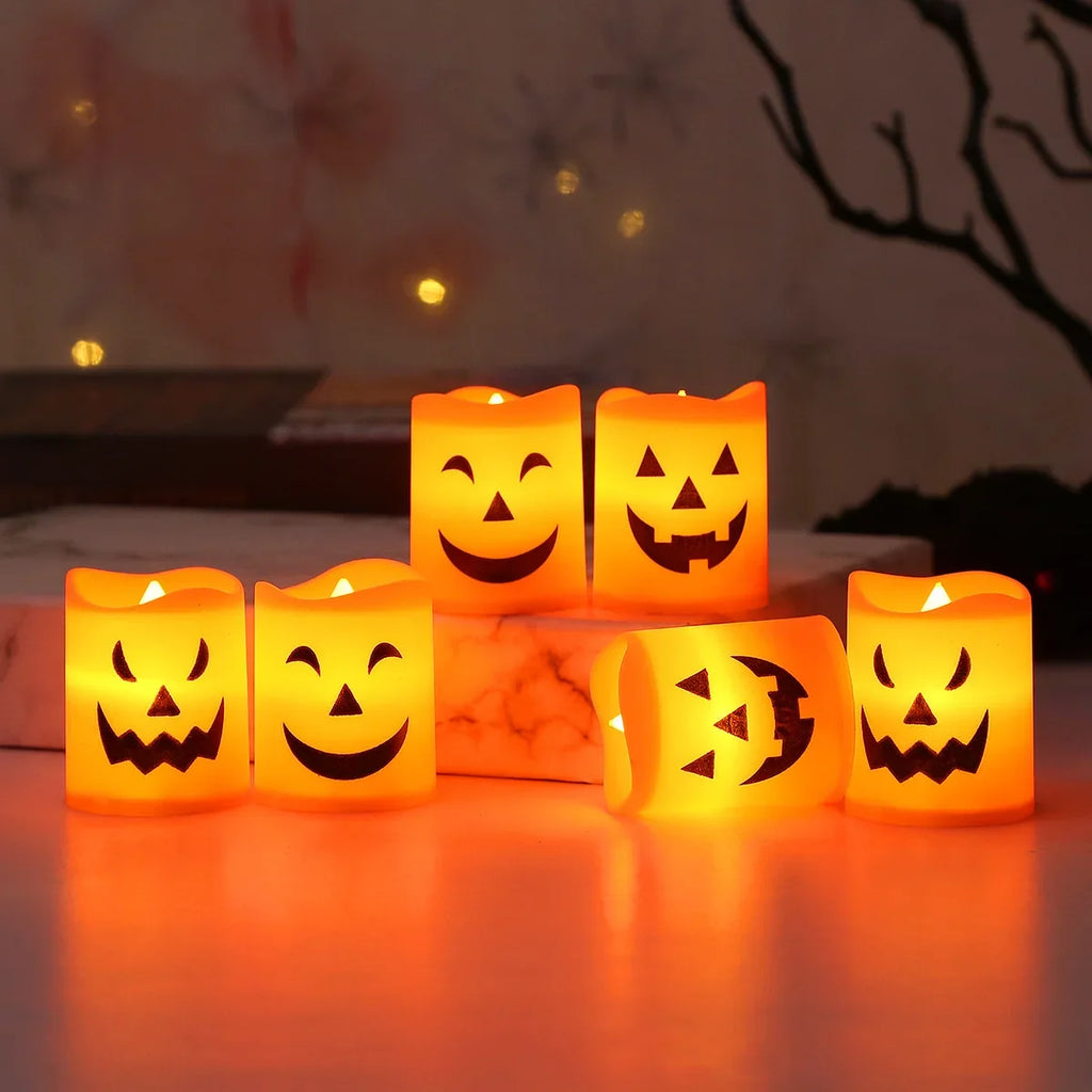 Halloween Jack-o’-Lantern LED Candles – 6-Piece Set